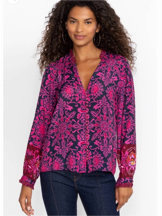 Johnny Was Tops - Johnny Was Jade Steffie Blouse Silk Blend Size L